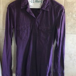 Purple quarter button down long sleeve shirt
